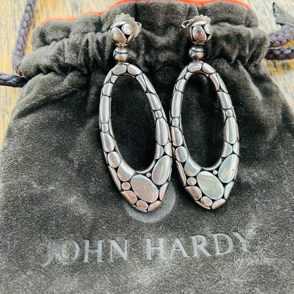 John Hardy Kali Pebble Sterling Oval Drop Earrings. VINTAGE & BEAUTIFUL ❤️